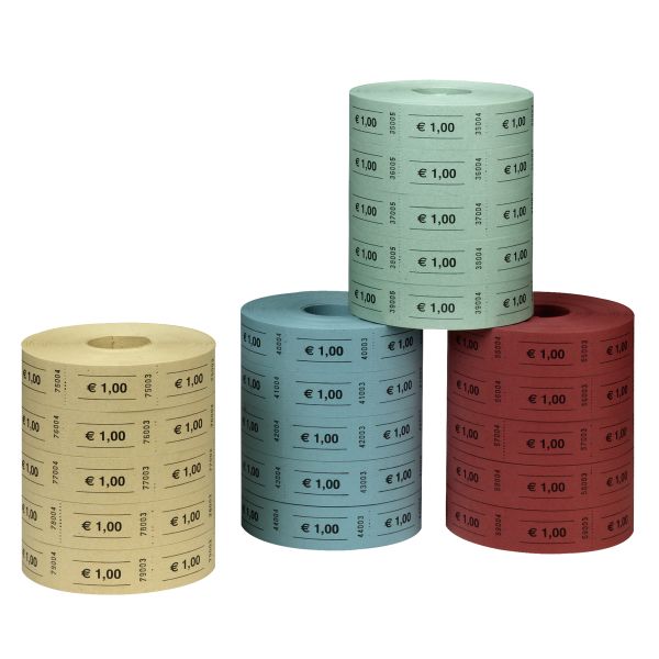 value coupons 1 Euro 5 x 1000 tear-offs consecutively numbered 5 rolls