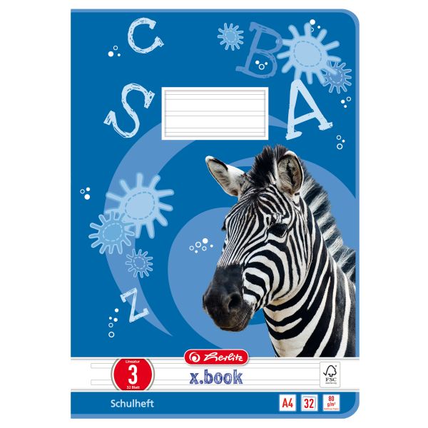 exercise book A4 32 sheets FSC Mix no.03 motif Zebra