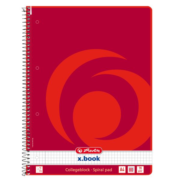 spiral pad A4 80 sheet squared with margin rounded edges