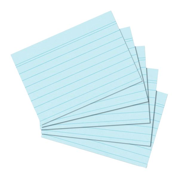 index card A5 ruled blue 100 pieces