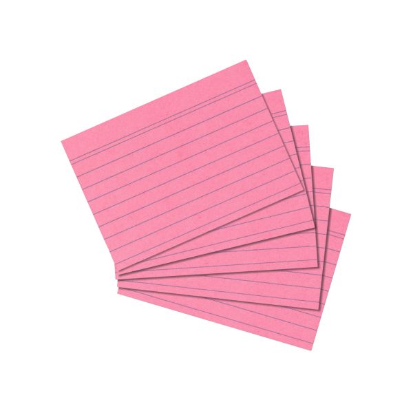 index card A7 ruled rose-pink 100 pieces