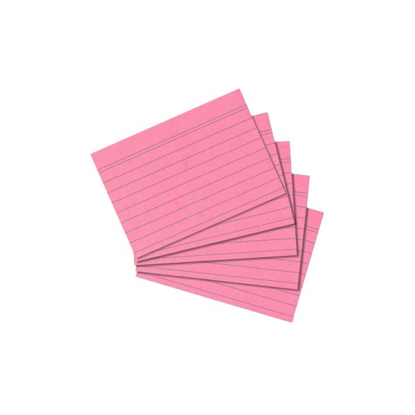 index card A8 ruled rose-pink 100 pieces