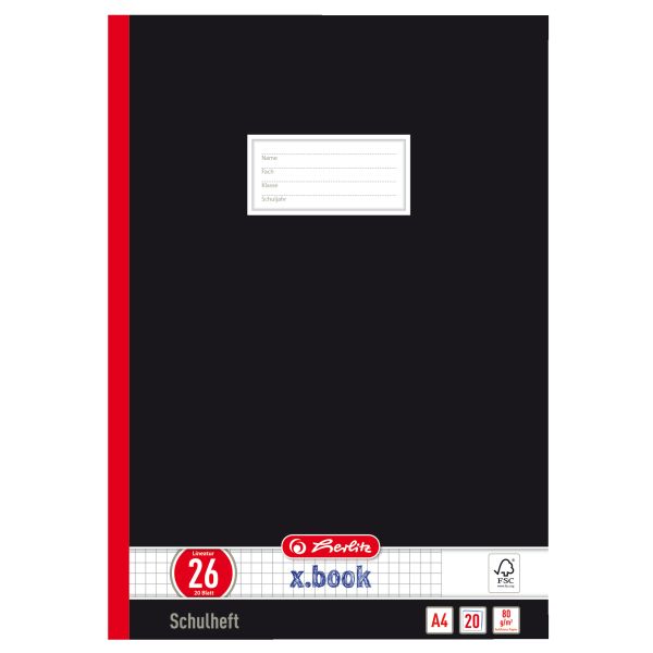 grammar school book A4 20 sheets squared with margin FSC Mix