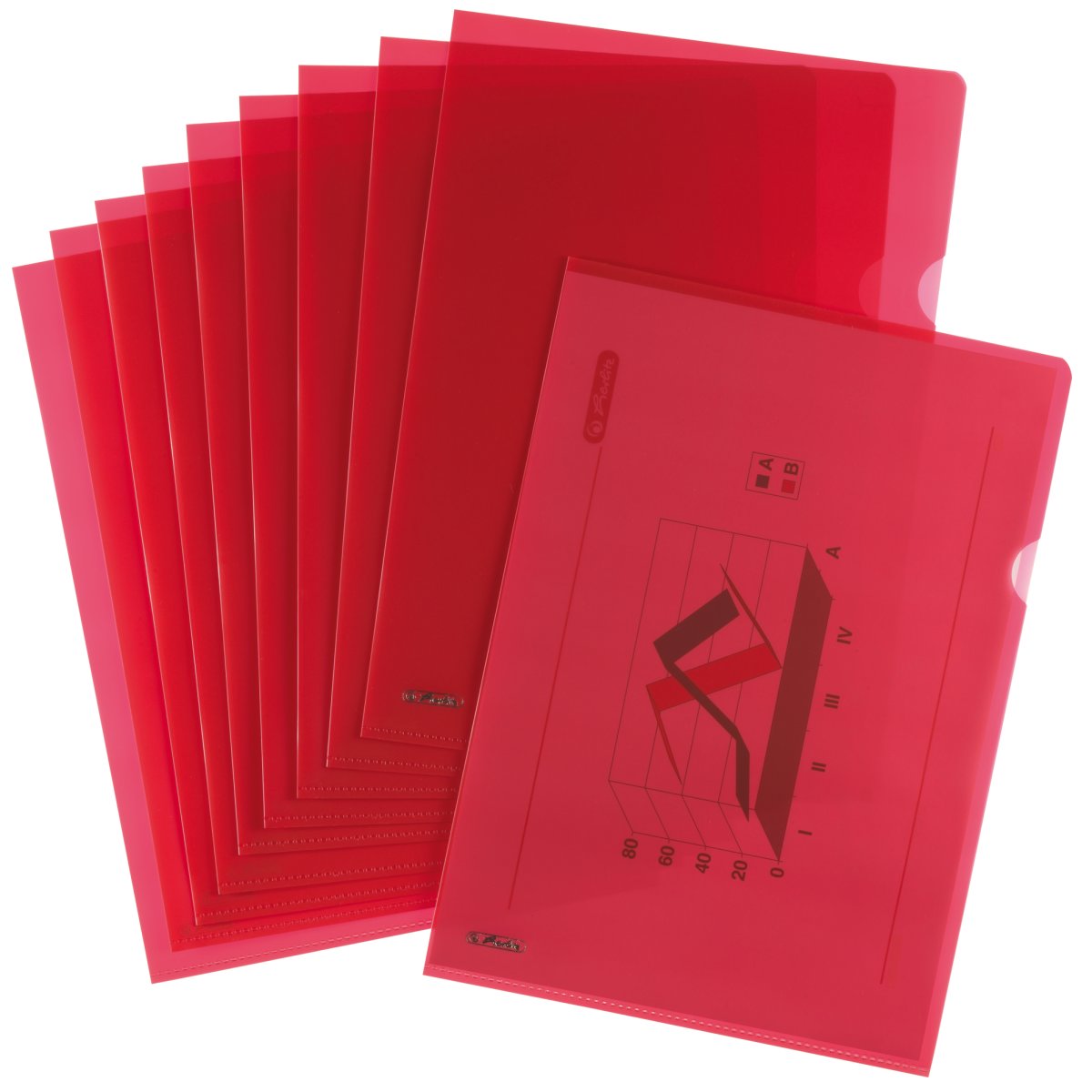 document protector A4 pyramid red 10 pieces - Herlitz