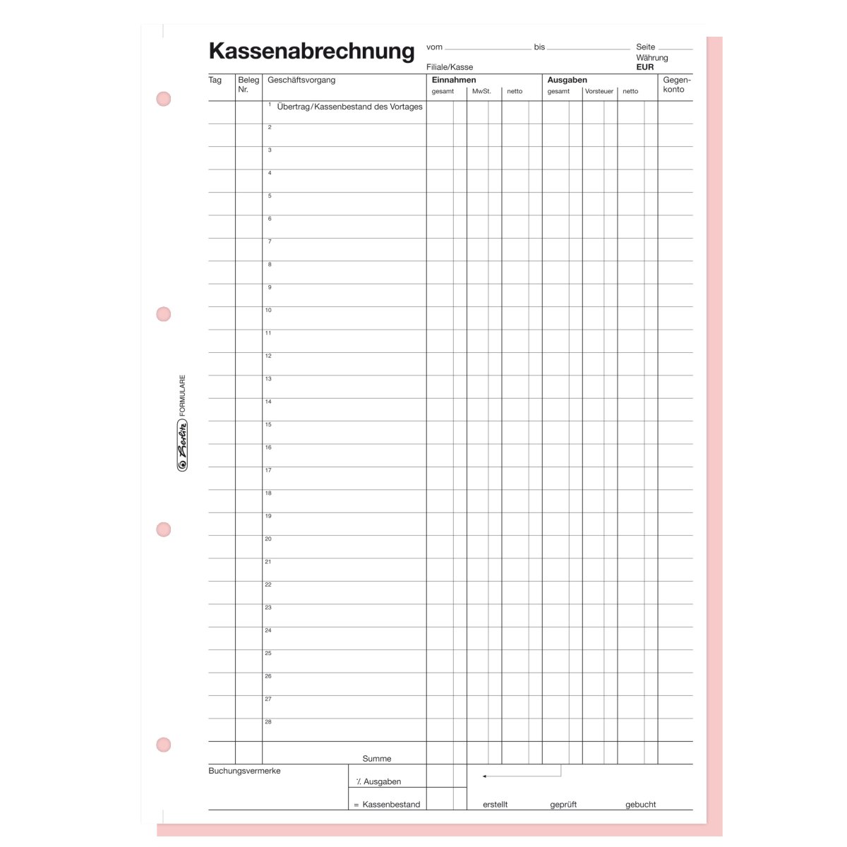 SIGEL KG428/5 kassa-afrekening A4, 2x50 vellen, 5-pack