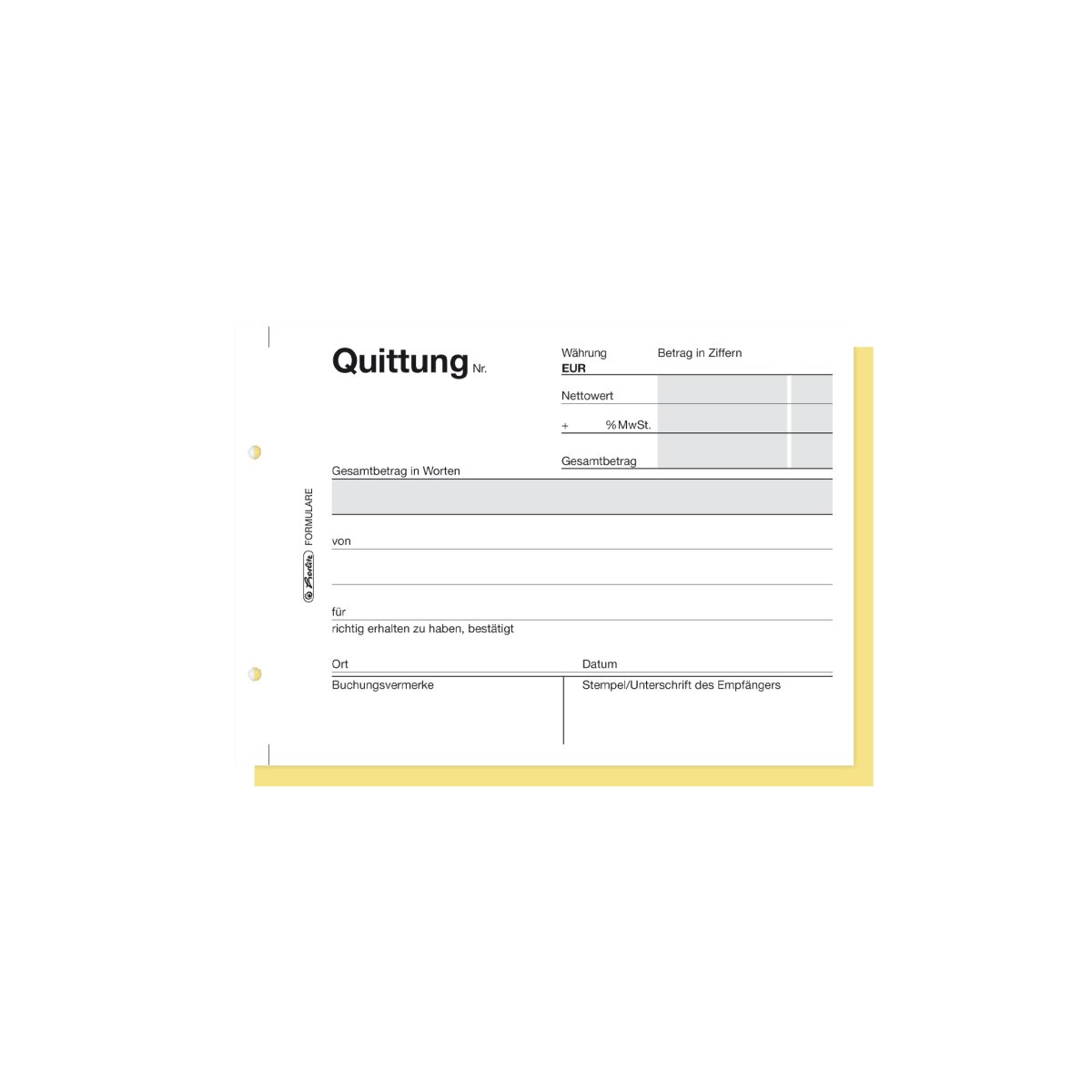 receipt pad A6 402 2x40 sheets self copying FSC - Herlitz
