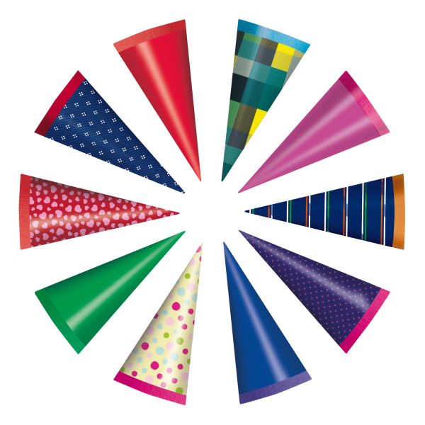 confectionery cone round 15 cm assorted colours