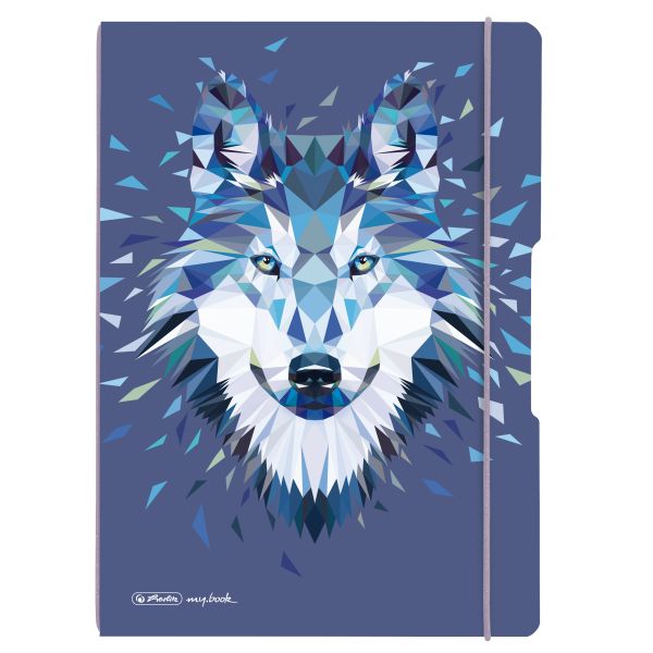 Notebook flex PP A4, 40sheets squared and 40sheets motif Wild Animals Wolf,punched,perforation my.book