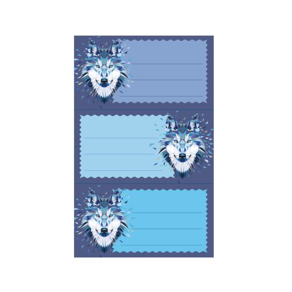 book labels Wild Animals Wolf FSC 3 sheets of 3 labels self-adhesive