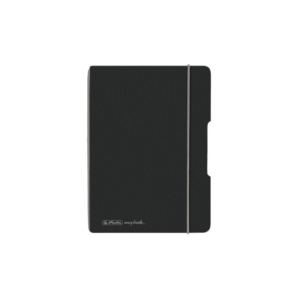 Notebook flex leather like A6,40 sheets, dotted, FSC Mix, black, my.book