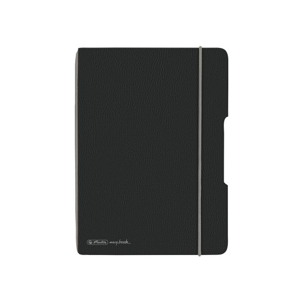 Notebook flex leather like A5, 40 sheets, dotted, FSC Mix, black, my.book