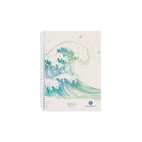 spiral pad A5 GREENline 70 sheet squared motif Wave