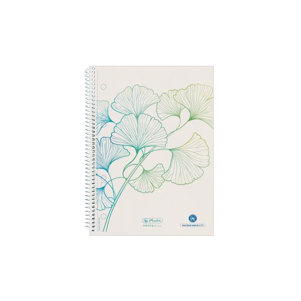 spiral pad A5 GREENline 70 sheet squared motif Ginkgo