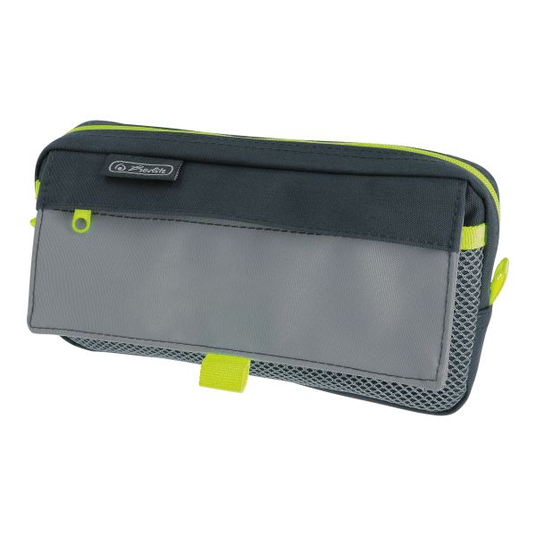 pencil pouch with 2 add.bags grey/neon