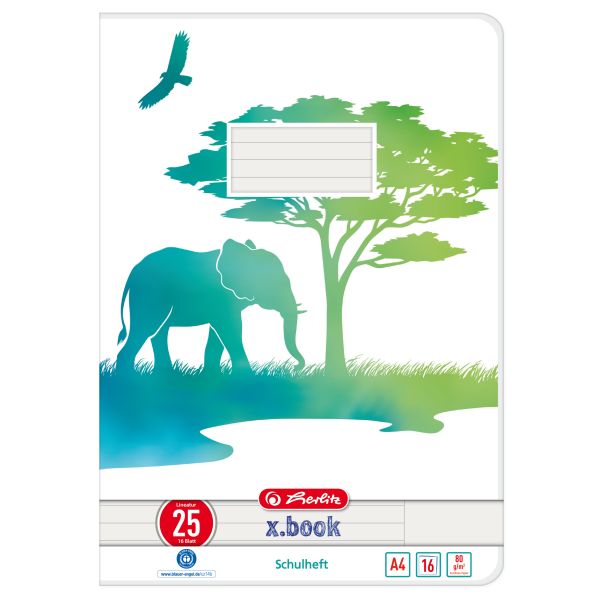 Exercise book A4 GREENline 16 sheets no.25 motif Elephant