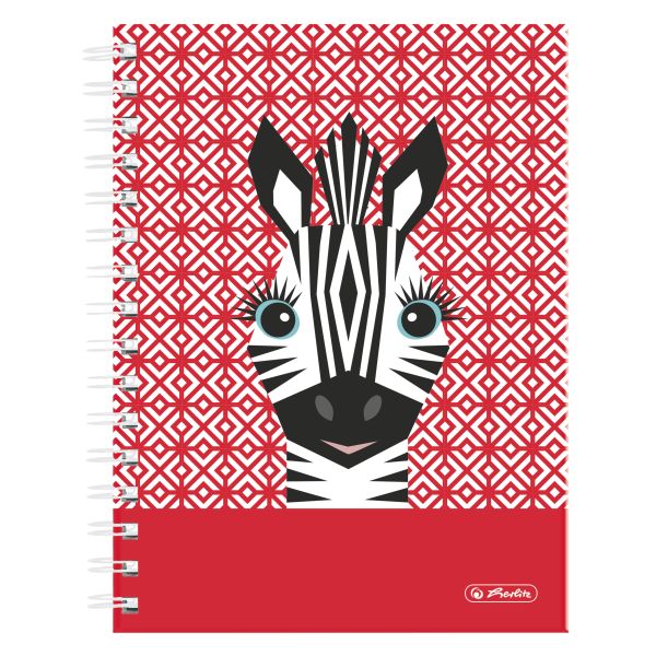 spiral hardback notebook A5 Cute Animals 100 sheets squared motif Zebra