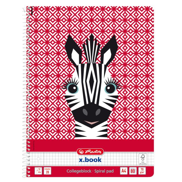 spiral pad A4 Cute Animals 80 sheet no.28 motif Zebra