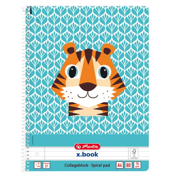 spiral pad A4 Cute Animals 80 sheet no.27 motif Tiger