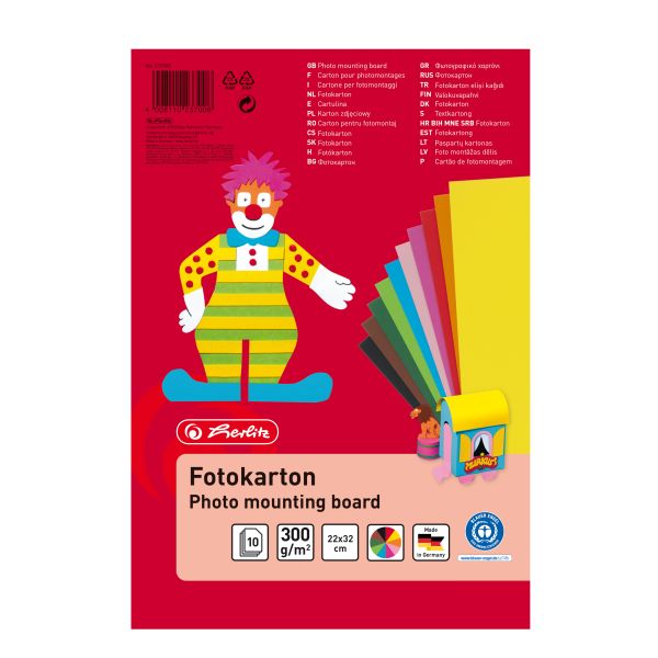 photo mounting board 22 x 32 cm 10 sheets, assorted colours