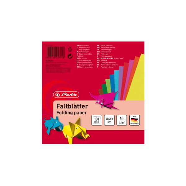 folding paper 20 x 20 cm 100 pieces assorted colours