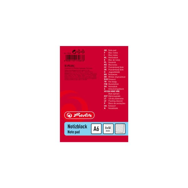 note pad A6 50 sheets squared 8 pieces