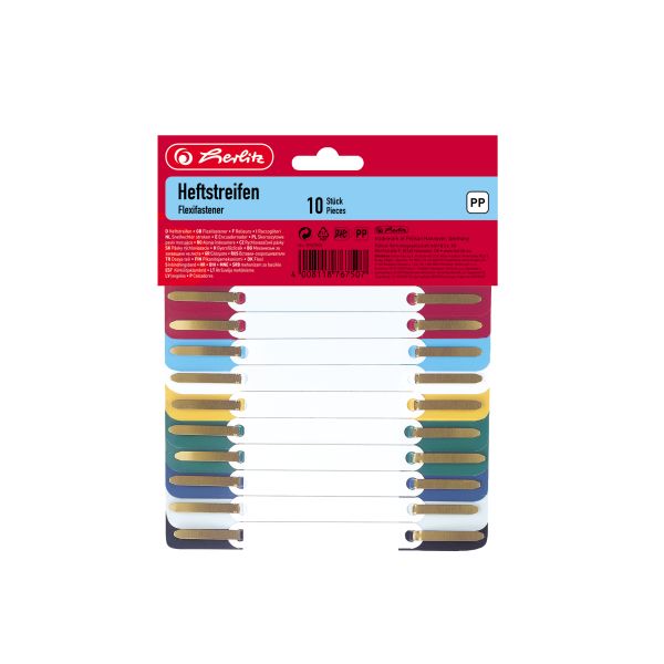 filing strip PP assorted colours 10 pieces