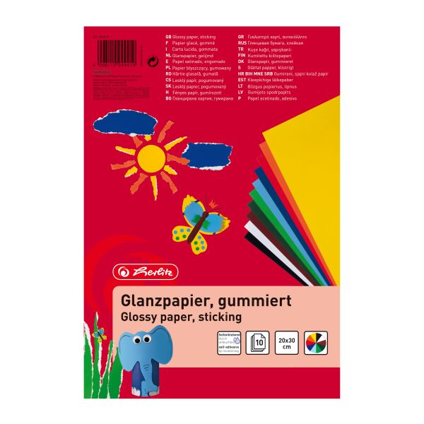 glossy paper 20 x 30 cm 10 sheets assorted colours