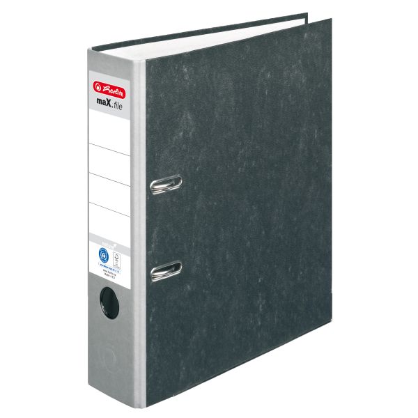 Lever arch files with dark grey marbled covers - Herlitz