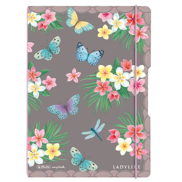 Notebook flex PP A4, 40 sheets squared and 40 sheets ruled, ladylike butterflies, my.book