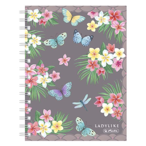 spiral hardback notebook A5 Lady like Butterflies 100 sheets squared