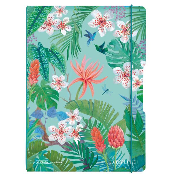 Notebook flex PP A4, 40 sheets squared and 40 sheets ruled, ladylike jungle, my.book