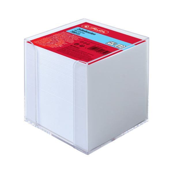 note cube box 9x9x9cm transparent with white sheets Herlitz