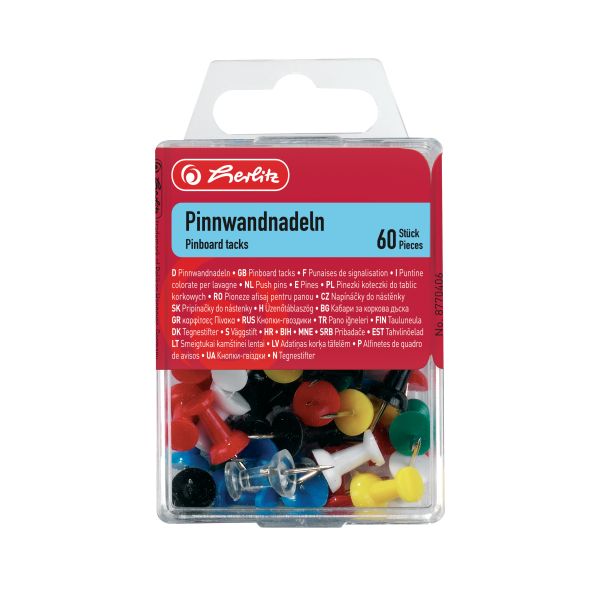 pinboard tack assorted colours 60 pieces