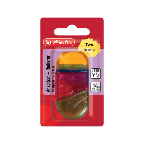 Two in one sharpener + eraser Two in one sharpener + eraser