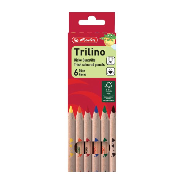 Trilino triangular coloured pencils 6pcs. in suspension package