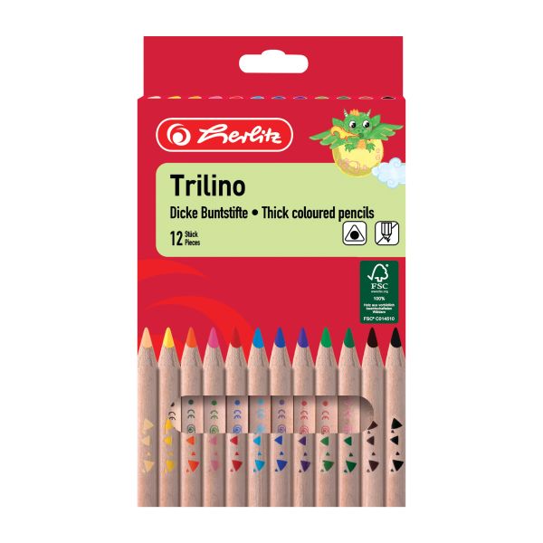 Trilino triangular coloured pencils 12 pcs. in suspension package
