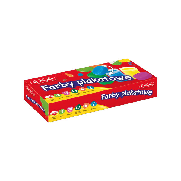 Farby plakatowe, 12 sztuk, 20ml