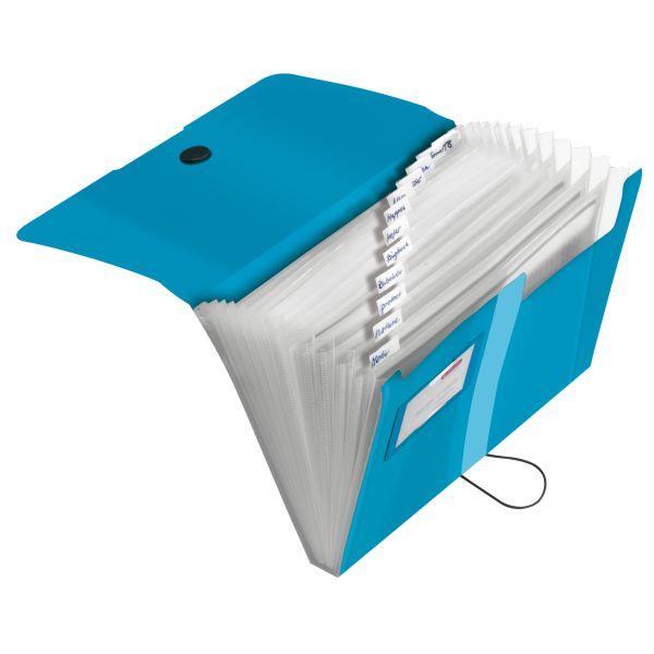 Mapă PP 12 compart transp albastră