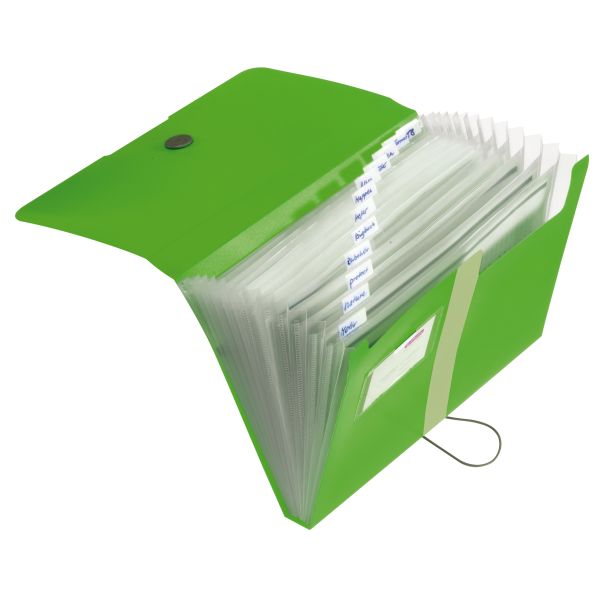 Mapă PP 12 compartimente verde măr