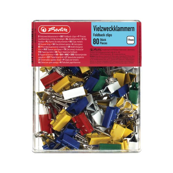 Clips metalic 19mm cul asort 80buc