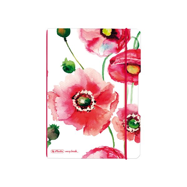 записная книжка flex Design A5, 40 листов, в клетку, my.book, узор Poppy Flowers