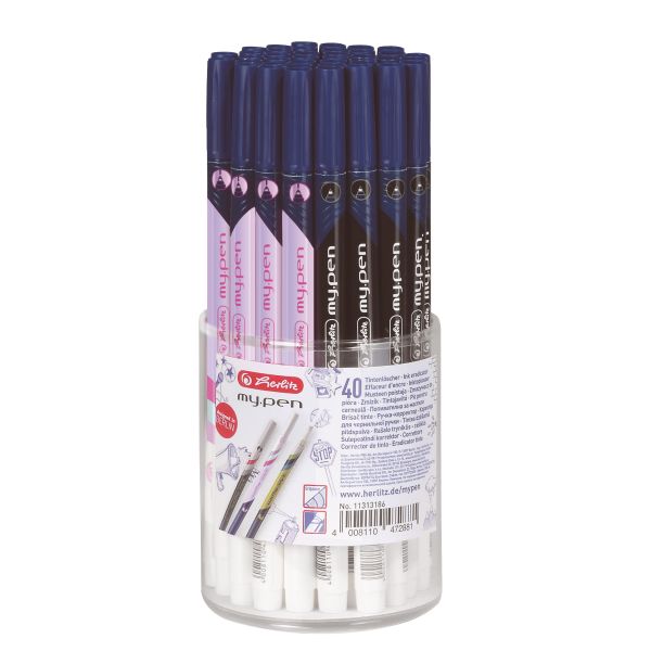 ластик для чернил my.pen, круглая коробка, разные узоры