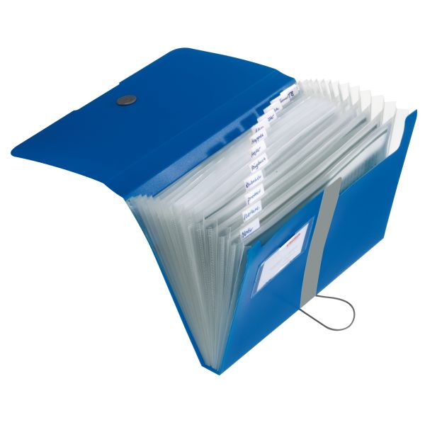 раскладывающаяся папка-картотека А4 РР, 12 отделений, синяя