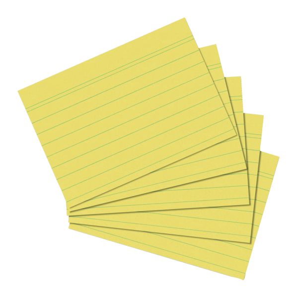 карточки для записей А5, в линейку, желтые, 100 штук