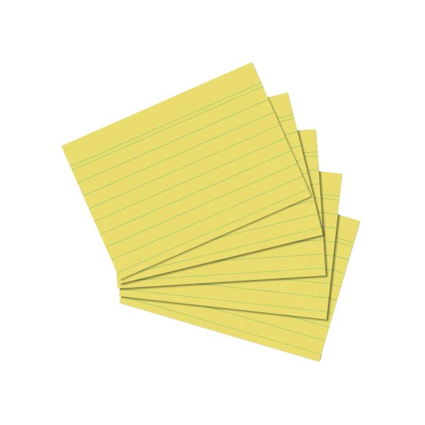 карточки для записей А7, в линейку, желтые, 100 штук