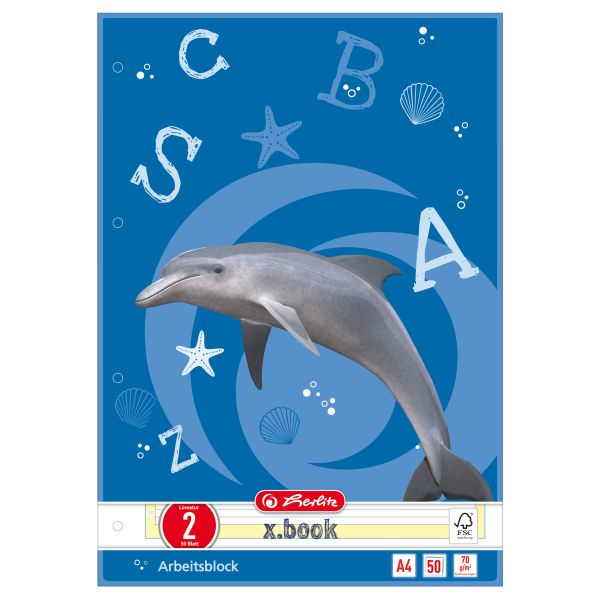 рабочий блокнот А4 50 листов №02, FSC Mix, узор Dolphin