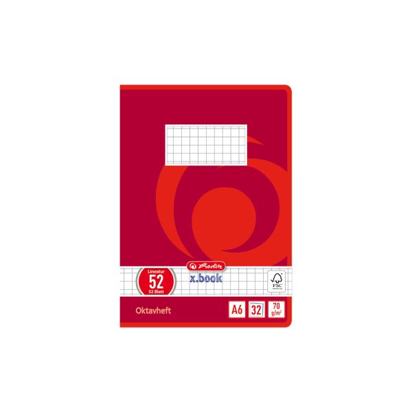 тетрадь в 1/8 листа, А6, 32 листа, FSC Mix, в линейку, узор Whirl red