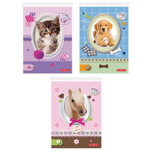 блокнот A6 Pretty Pets, 46 листов, 3 разных узора, в клетку