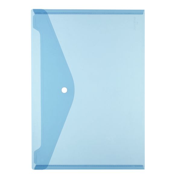 Папка-конверт с кнопкой PP A4, прозрачный, синий