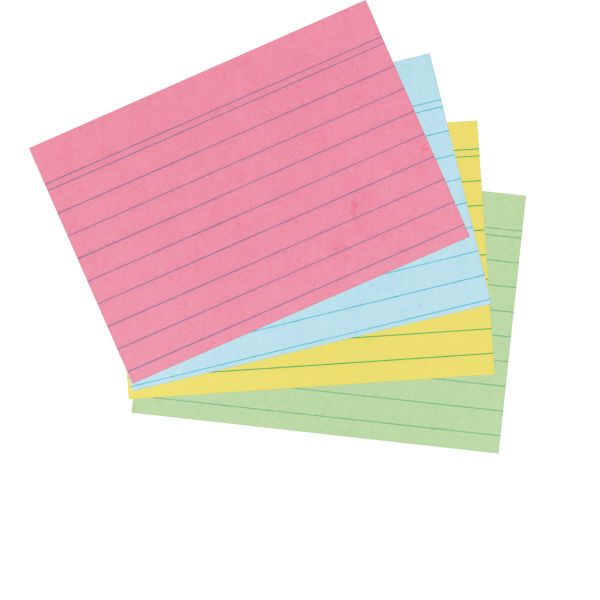 карточки для записей А7, в линейку, разные цвета, 200 штук